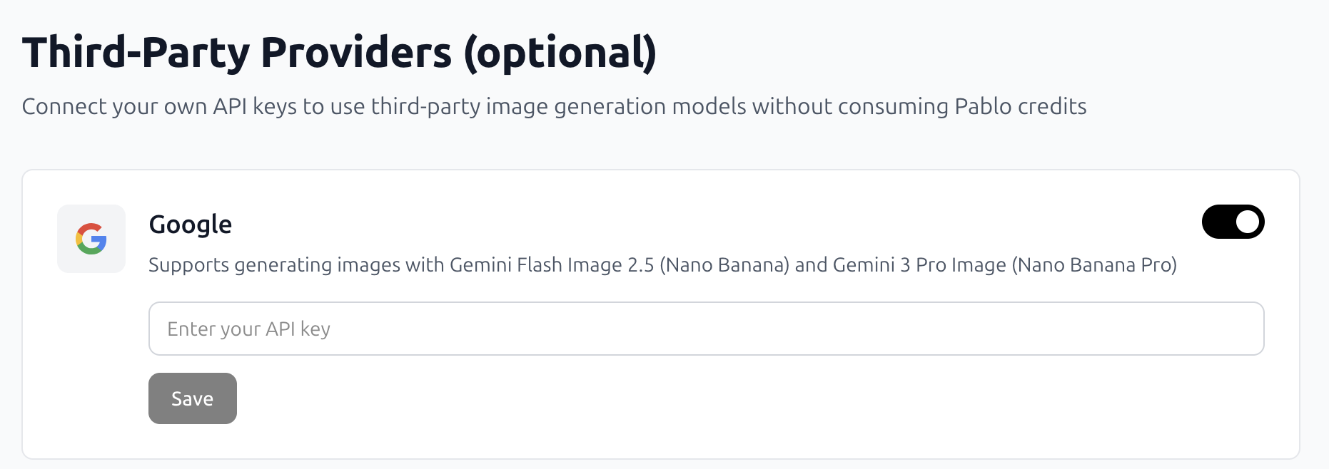Toggle Google provider
